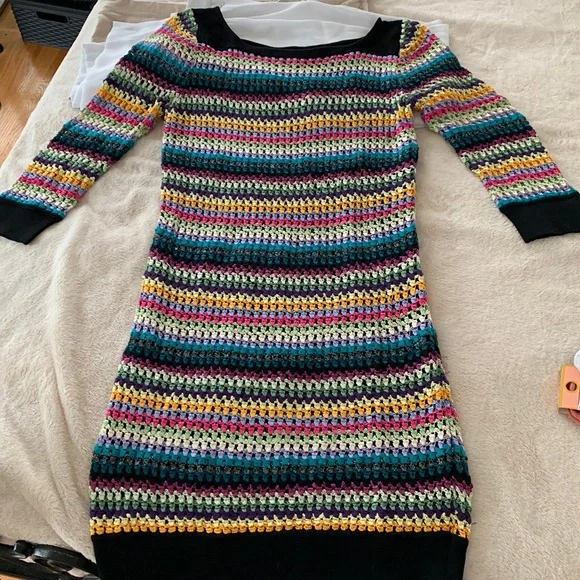Catherine Malandrino | Dresses | Catherine Malandrino Multicolour Knit Dress  Size Large Stretchy Also Fits M | Poshmark